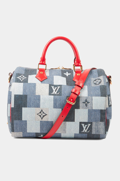 Louis Vuitton Speedy Bandouliere Bag Monogram Stonewashed Denim 35